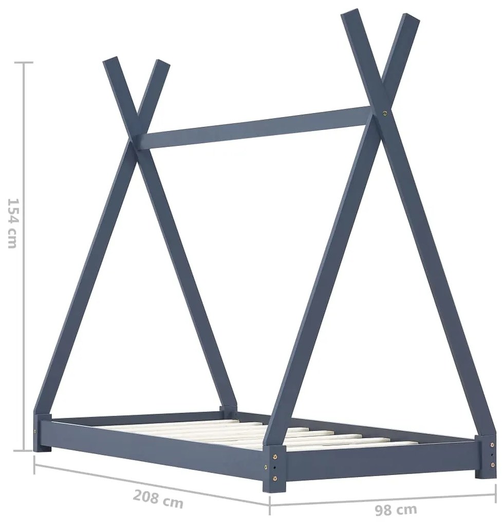 Πλαίσιο Κρεβατιού Παιδικό Τύπου Montessori Γκρι 90x200 εκ. από Μασίφ Ξύλο Πεύκου - Γκρι