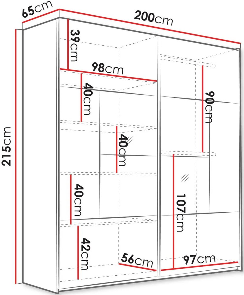 Ντουλάπα Boston 203 συρόμενη-Graphite