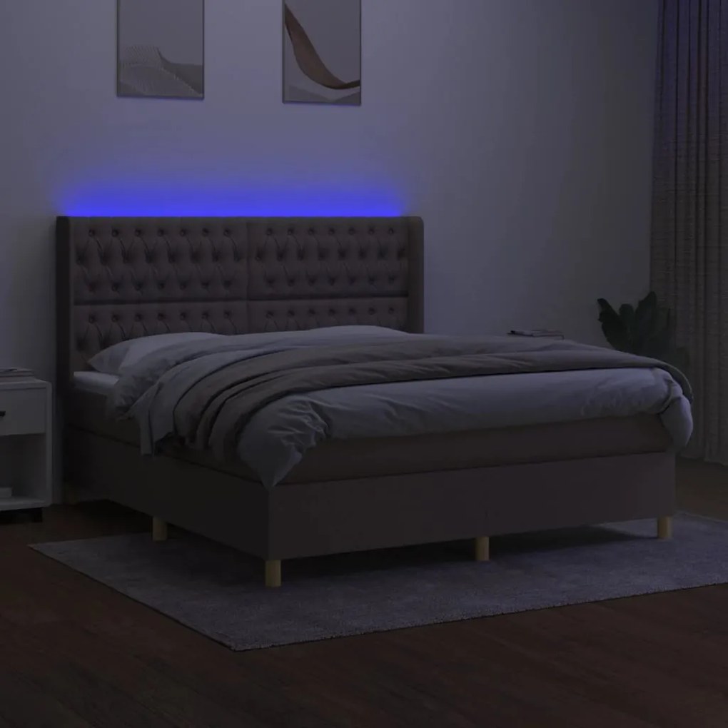 ΚΡΕΒΑΤΙ BOXSPRING ΜΕ ΣΤΡΩΜΑ &amp; LED TAUPE 180X200 ΕΚ. ΥΦΑΣΜΑΤΙΝΟ 3139137