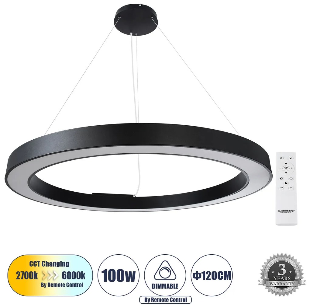 RA 61198 Κρεμαστό Φωτιστικό Δαχτυλίδι-Κύκλος LED CCT 100W 11020lm 120° AC 220-240V - Ε