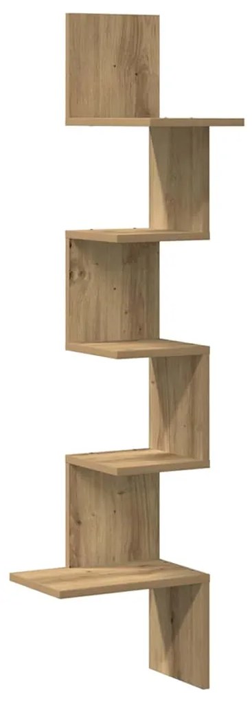 vidaXL Γωνιακό ράφι τοίχου Δρυς τεχνίτης 32x32x127,5 cm