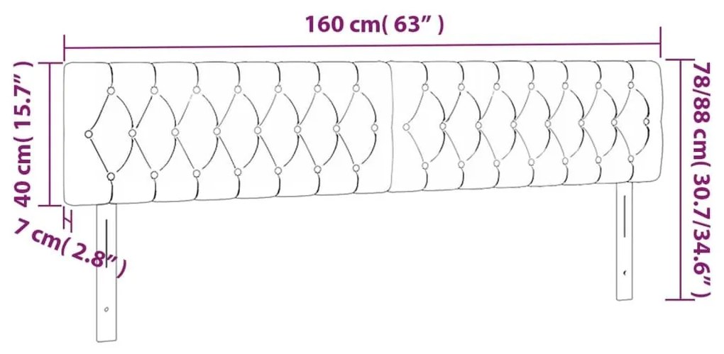 Κεφαλάρι Κρεβατιού LED Κρεμ 160x7x78/88 εκ. Υφασμάτινο - Κρεμ