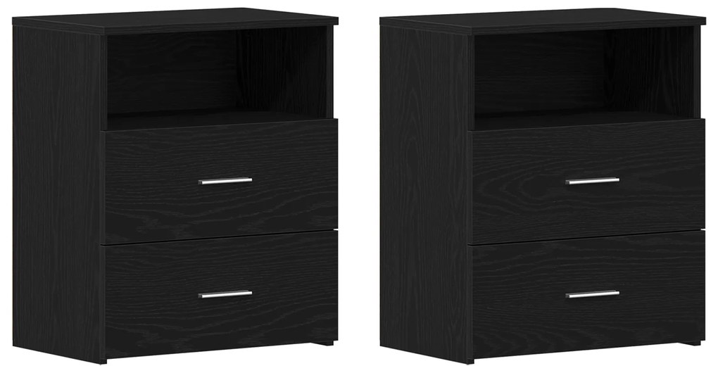 vidaXL Κομοδίνα 2 τμχ Μαύρο Δρυς 50x32x60εκ Επεξεργασμένο Ξύλο