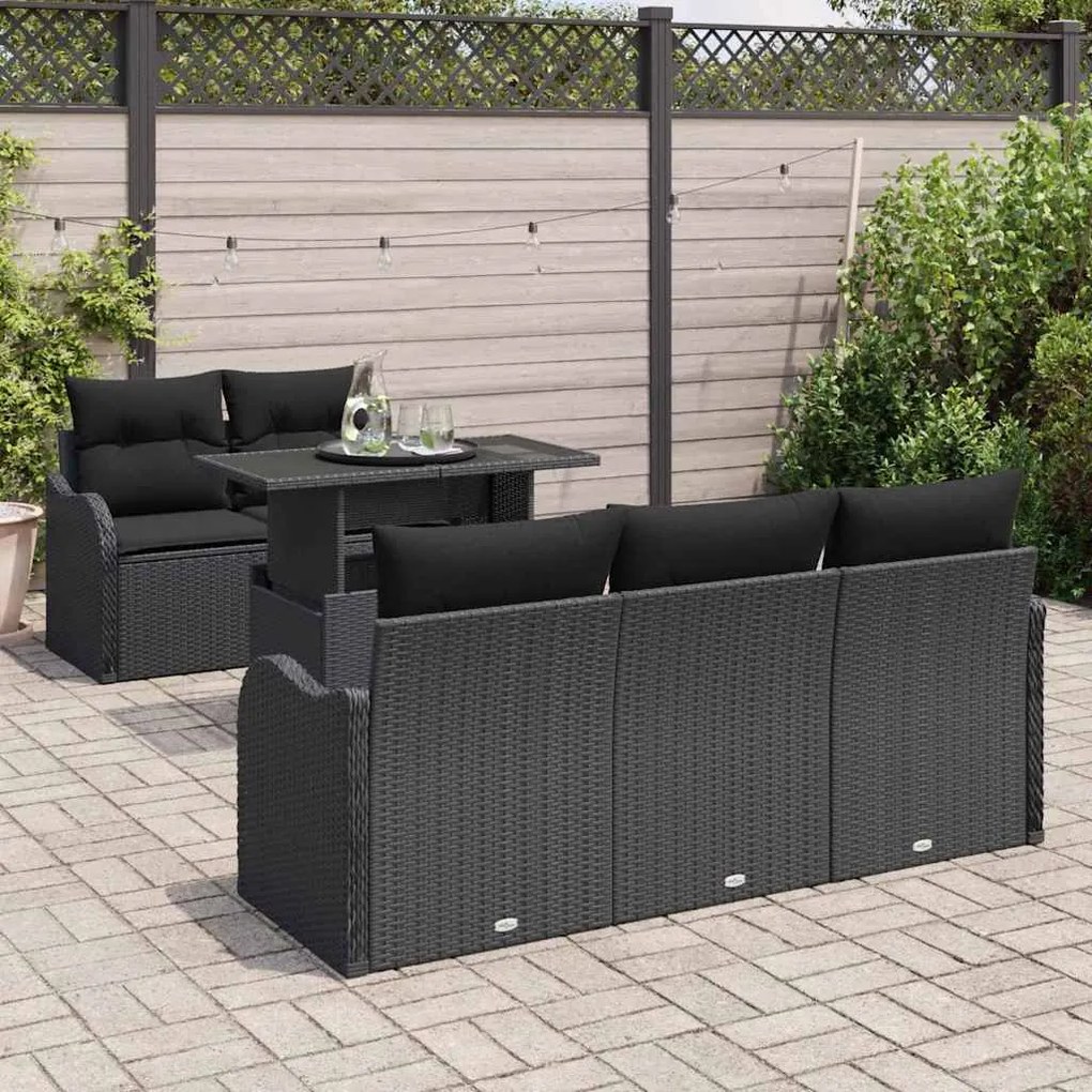 vidaXL Σετ Καναπέ Κήπου 6 pcs Μαύρο 100 x 55 x 73 εκ Πολυ ράταν