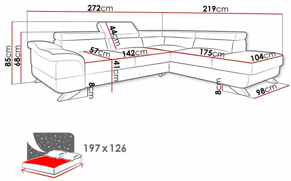 Γωνιακός Καναπές Lincoln 102, Λειτουργία ύπνου, Αποθηκευτικός χώρος, 272x219x68cm, 142 kg, Πόδια: Ξύλο | Epipla1.gr