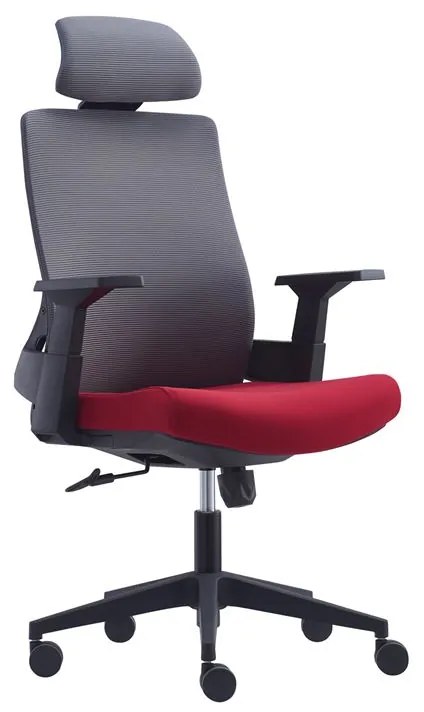 BF8900 Πολυθρόνα Γραφείου Διευθυντή, Mesh Γκρι, Ύφασμα Μπορντώ 64x66x116/128cm ΕΟ528,20