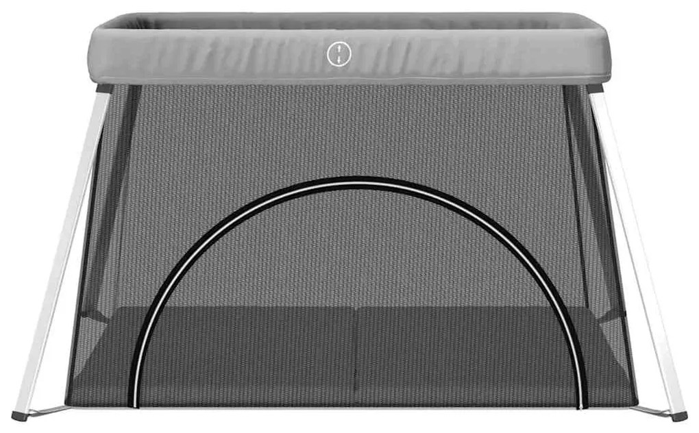 vidaXL Παρκοκρέβατο Βρεφικό με Στρώμα Ανοιχτό Γκρι από Λινό Ύφασμα