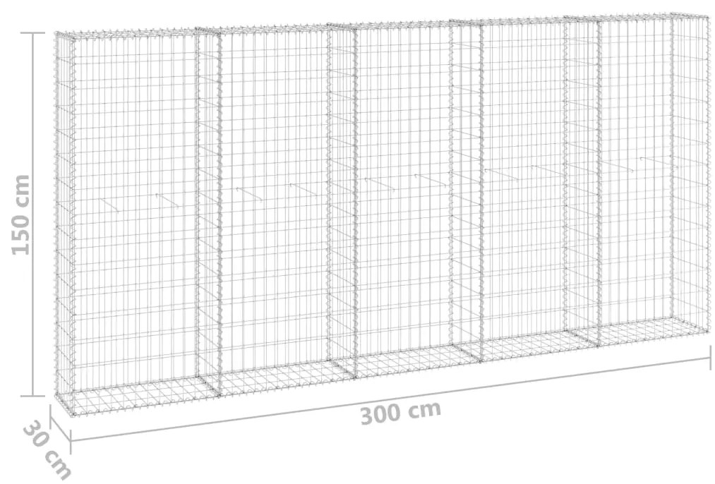 vidaXL Συρματοκιβώτιο Τοίχος 300x30x150 εκ. Γαλβαν.Χάλυβας + Καλύμματα