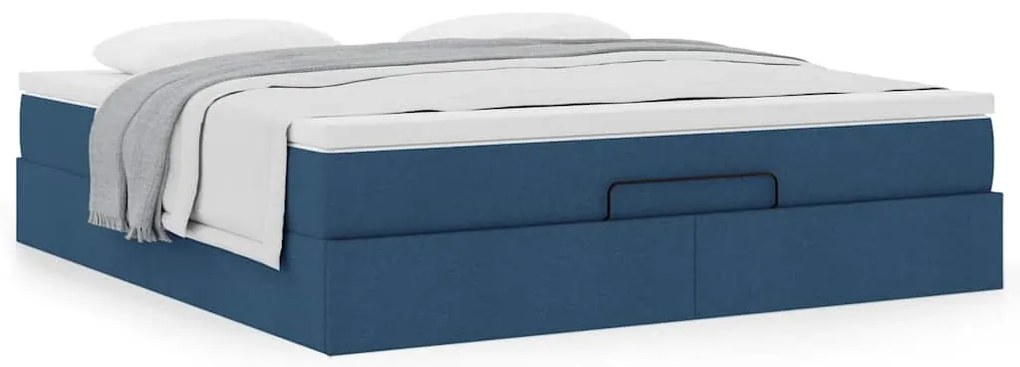vidaXL Οθωμανικό κρεβάτι με στρώμα μπλε 160x200cm ύφασμα