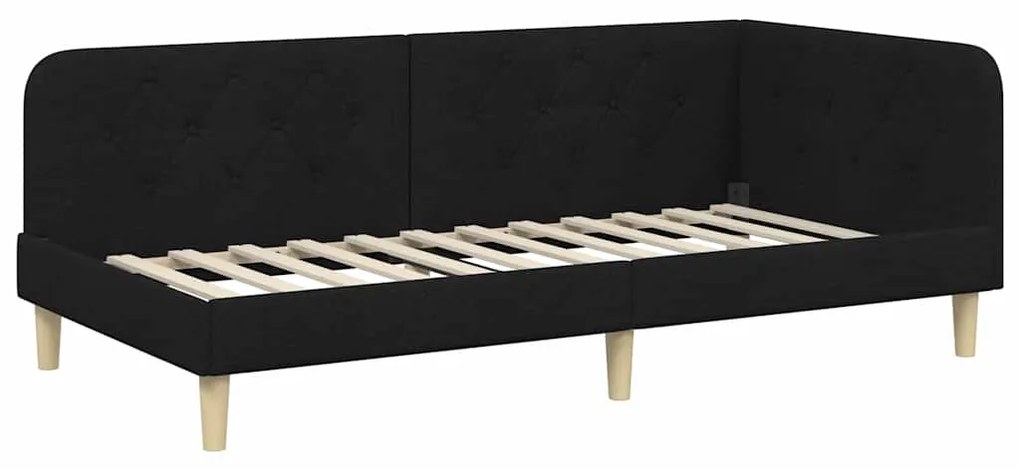 vidaXL Κρεβάτι Γωνίας με στρώμα με κεφαλάρι Μαύρο 90 x 200 cm ύφασμα