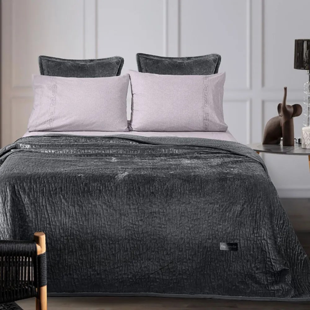 Κουβέρτα Bolzano (Σετ 2τμχ) Anthracite Guy Laroche Ημίδιπλο 180x220cm Πολυέστερ