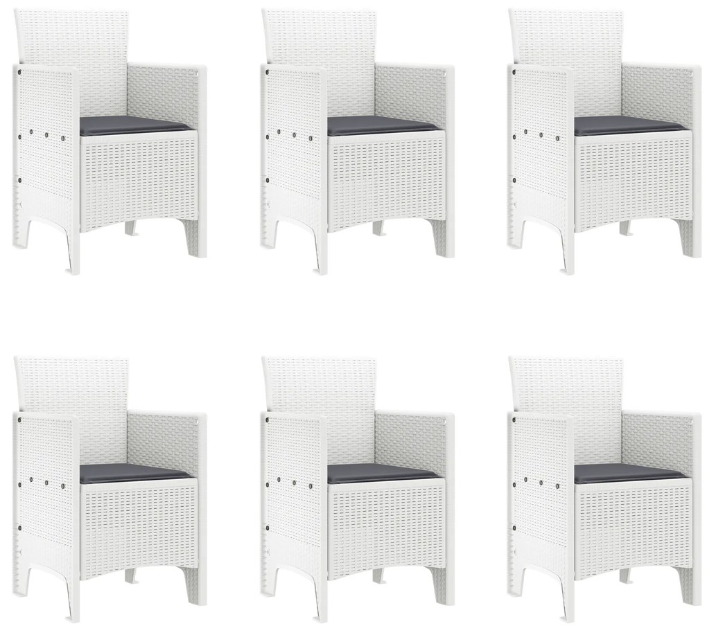 vidaXL Σετ τραπεζαρίας κήπου 7 pcs Λευκό 200 x 100 x 73 εκ. PE Ρατάν