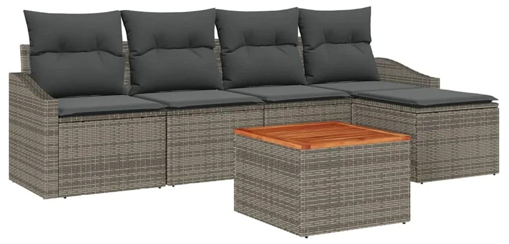 vidaXL Σετ Καναπέ Κήπου με αποθήκευση 6 pcs Γκρι συνθετικό ρατάν