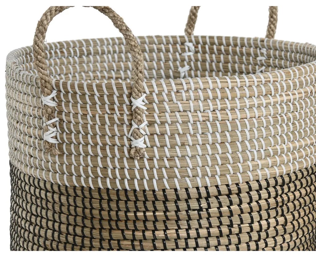 Σετ Καλαθιών Home ESPRIT Λευκό Μαύρο Φυσικό (2 Τεμάχια)