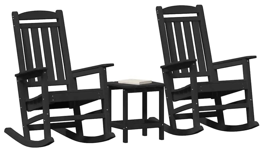 vidaXL Κουνιστή Καρέκλα Κήπου 3 pcs Μαύρο 38 x 38 x 46cm Πλαστικό
