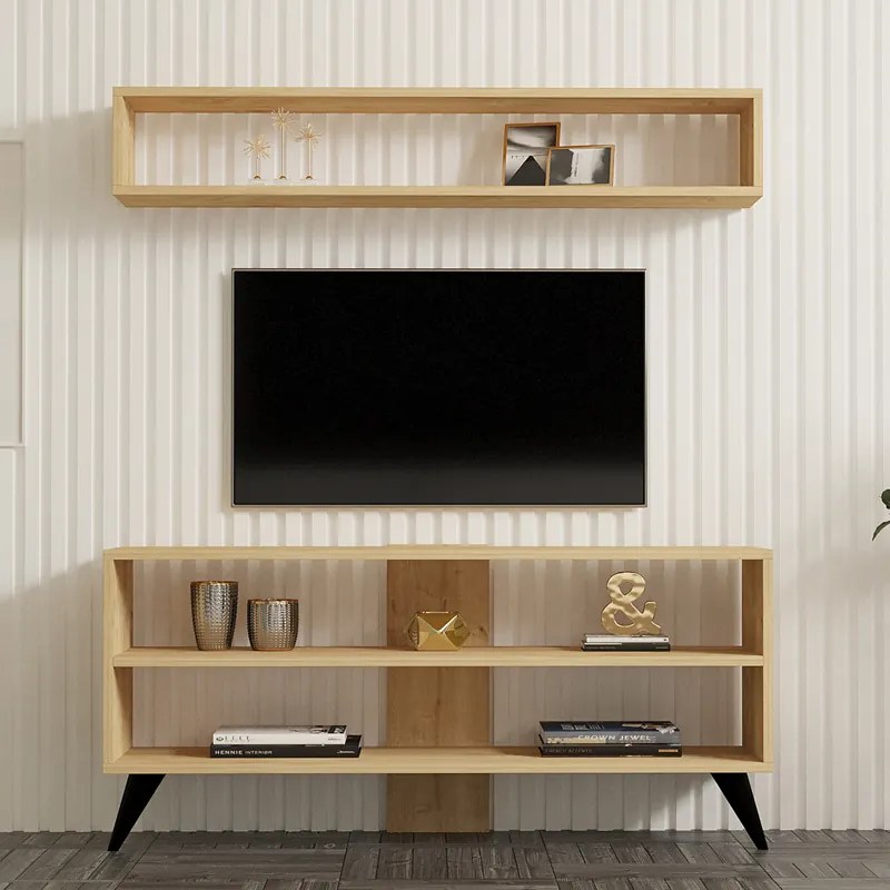 Σύνθετο σαλονιού Prestige pakoworld σε oak απόχρωση 120x29,6x50εκ - 120-000536