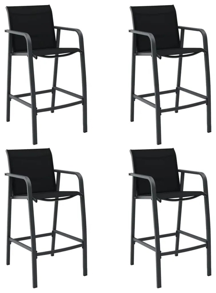 Καρέκλες Μπαρ Κήπου 4 τεμ. Μαύρες από Textilene - Μαύρο