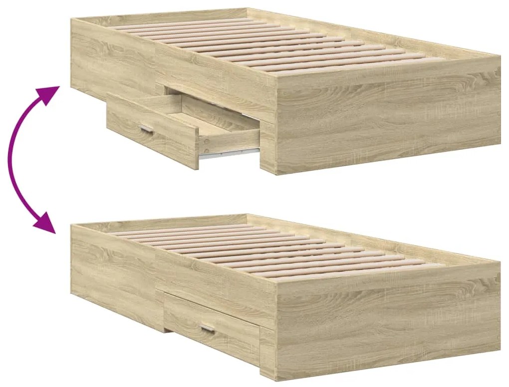 vidaXL Πλαίσιο Κρεβατιού με συρτάρια Sonoma Δρυς 100x200εκ. Επεξ. Ξύλο