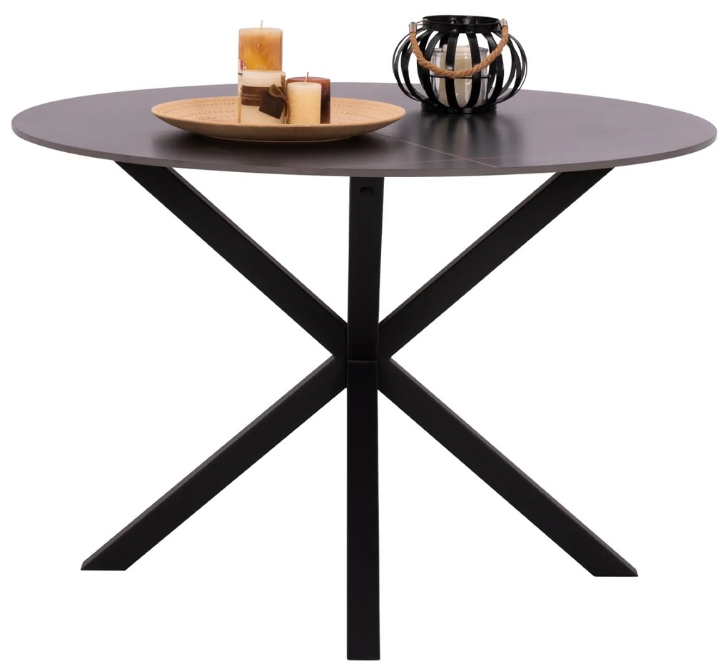 ΤΡΑΠΕΖΙ ΤΡΑΠΕΖΑΡΙΑΣ ΣΤΡΟΓΓΥΛΟ SYNTEC HM9309.01 SINTERED STONE ΜΑΥΡΟ ΜΕΤΑΛΛΙΚΑ ΠΟΔΙΑ Φ115x75Y εκ.