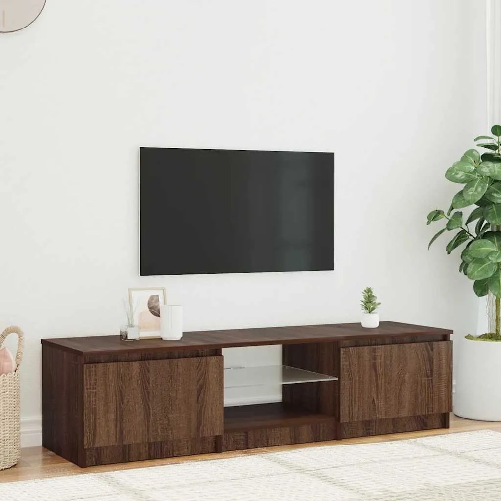 vidaXL Έπιπλο Τηλεόρασης με LED Καφέ δρυς 140x40x36 εκ.