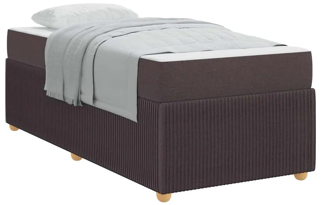 vidaXL Σκελετός Κρεβατιού με στρώμα Σκούρο Καφέ 90 x 200 cm ύφασμα