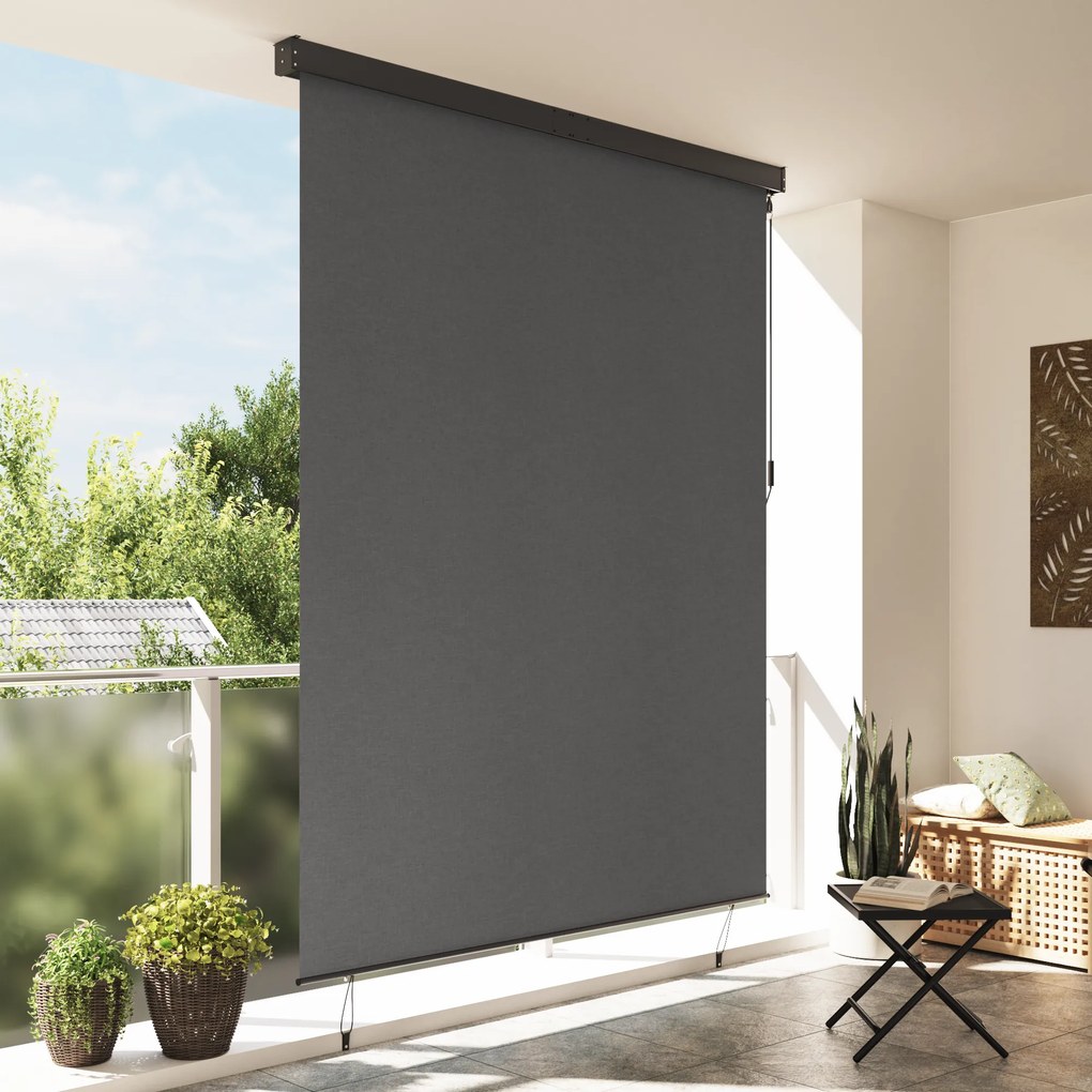 vidaXL Εξωτερικό ρολό Striped Χειροκίνητος Ανθρακί 220 x 250 cm ύφασμα
