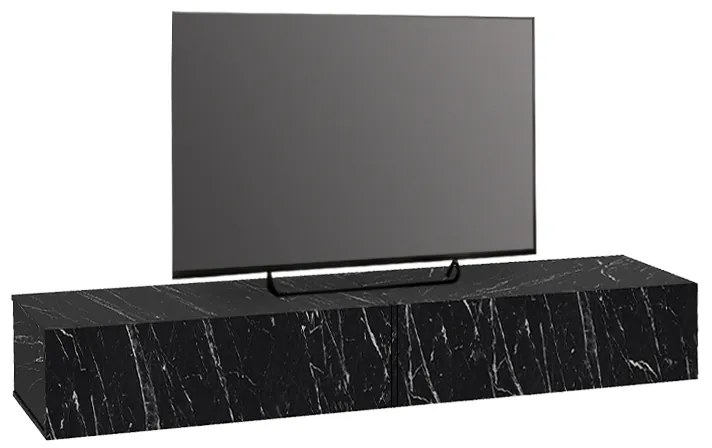 Έπιπλο τηλεόρασης επιτοίχιο Espanse Megapap χρώμα μαύρο εφέ μαρμάρου 241,8x31,7x30εκ.
