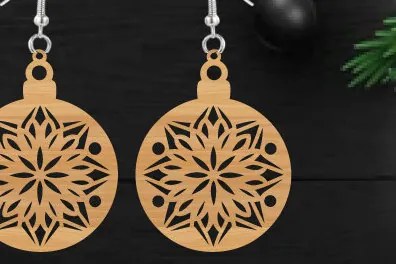 Σετ των 3 Intra απο ξύλο plywood 3mm-4mm πάχος κοπής με λέιζερ Χριστουγεννιάτικο σκουλαρίκι Δίασταση 3x3 cm INTRAFABR-111323471