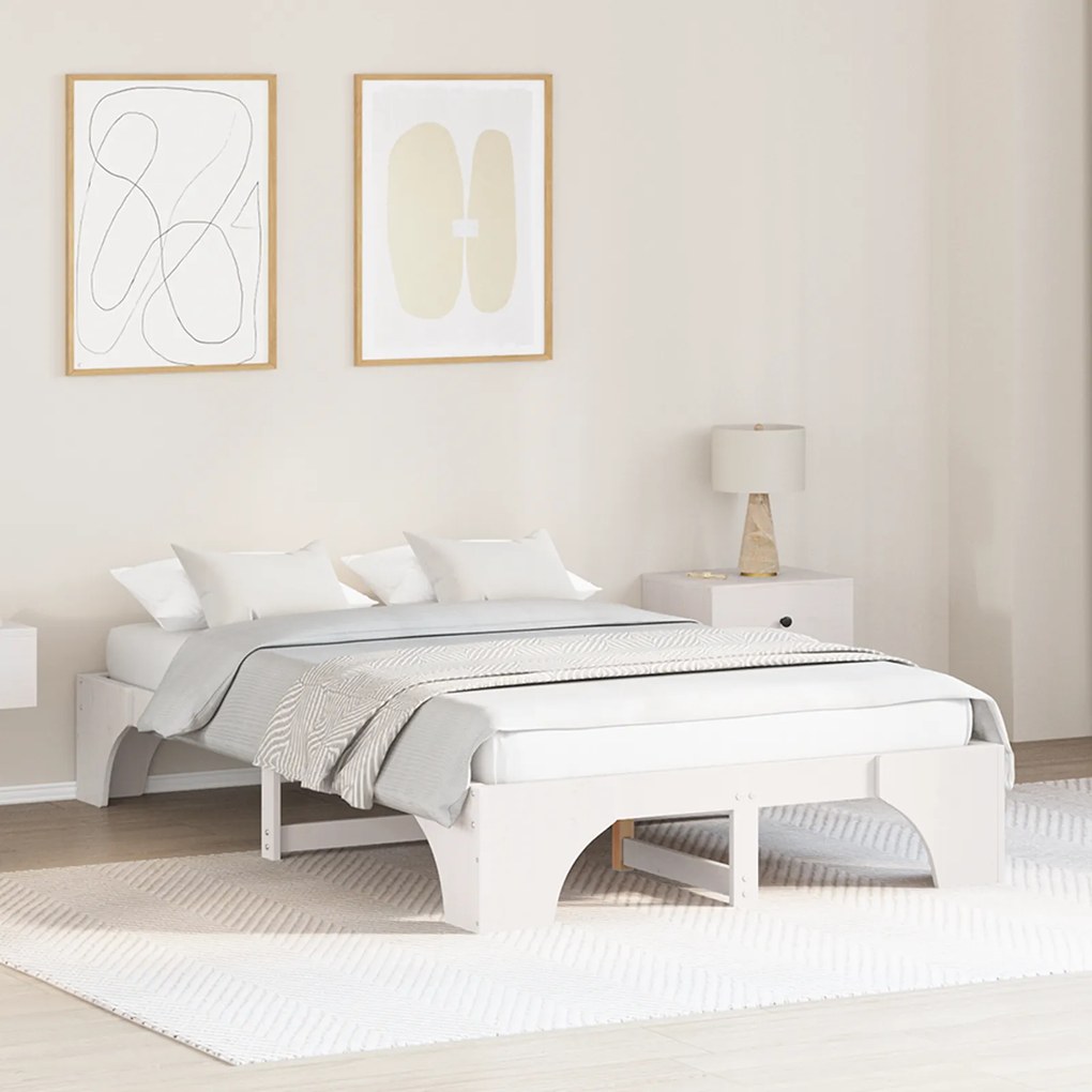 vidaXL Κρεβάτι Λευκό Ξύλο 120 x 200 cm Ανθεκτικό Σύγχρονο