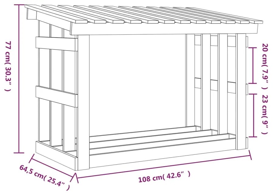 Ραφιέρα Καυσόξυλων Γκρι 108x64,5x77 εκ. από Μασίφ Ξύλο Πεύκου