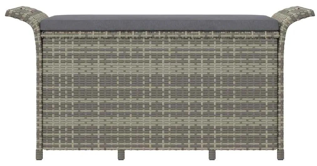 vidaXL Παγκάκι Κήπου με Μαξιλάρι Γκρι 116x46x57 εκ. από Συνθ. Ρατάν