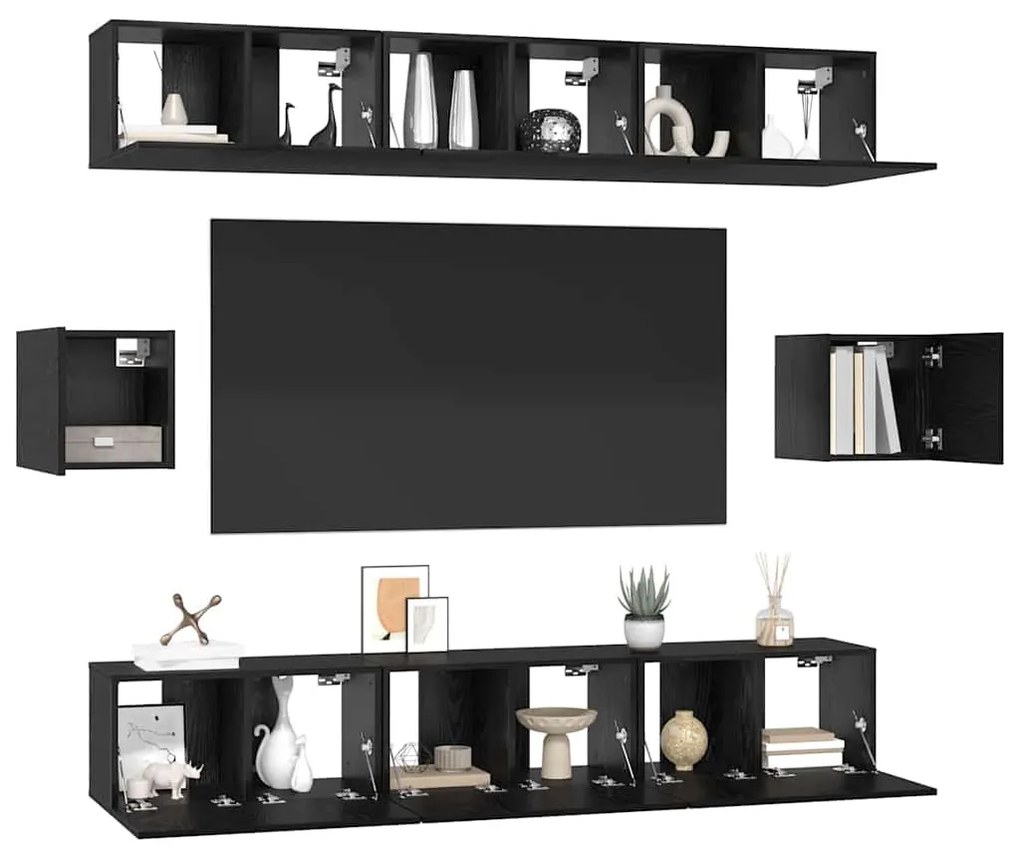vidaXL Σετ επίπλου τηλεόρασης 8 pcs Μαύρη δρυς 60 x 30 x 30 cm