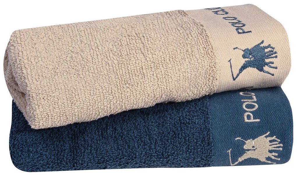 Πετσέτες Προσώπου (Σετ 2τμχ) Greenwich Polo Club 2664 Blue/Ecru 480gsm