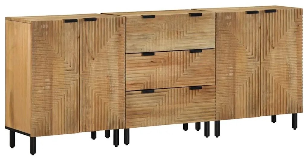 3 τεμαχίων Sideboards καφέ 60x33x75 cm μασίφ ξύλο Mango - Καφέ