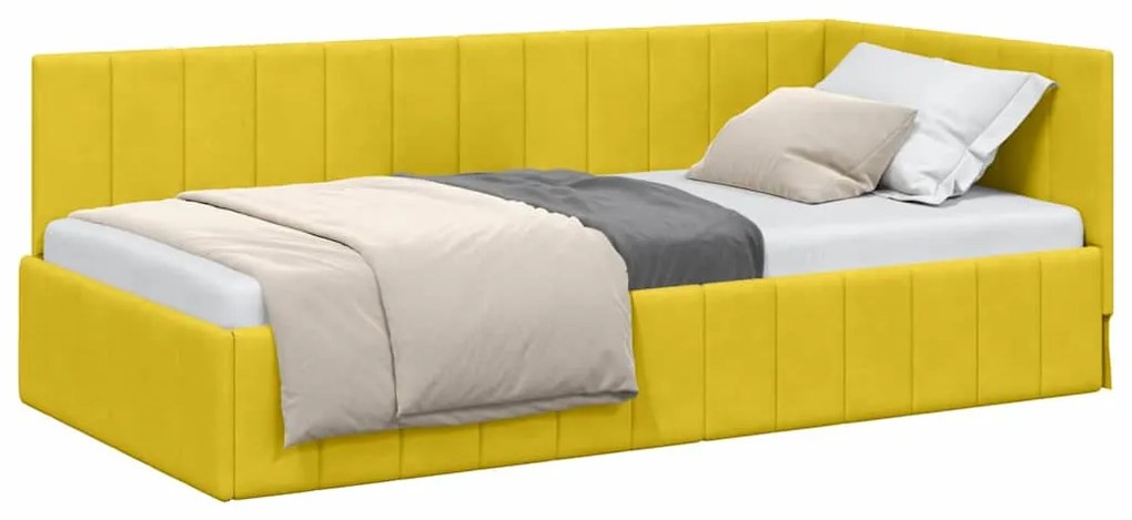 vidaXL Κρεβάτι Γωνίας με κεφαλάρι Κίτρινο 90 x 200 cm Βελούδο