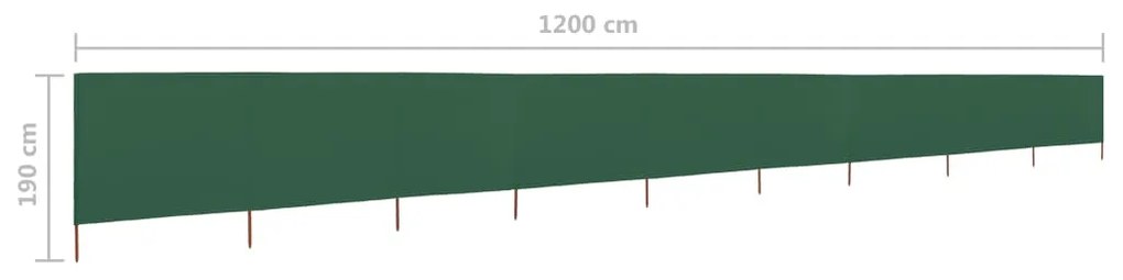 vidaXL Προστατευτικό Αέρα με 9 Πάνελ Πράσινο 1200 x 160 εκ. Υφασμάτινο