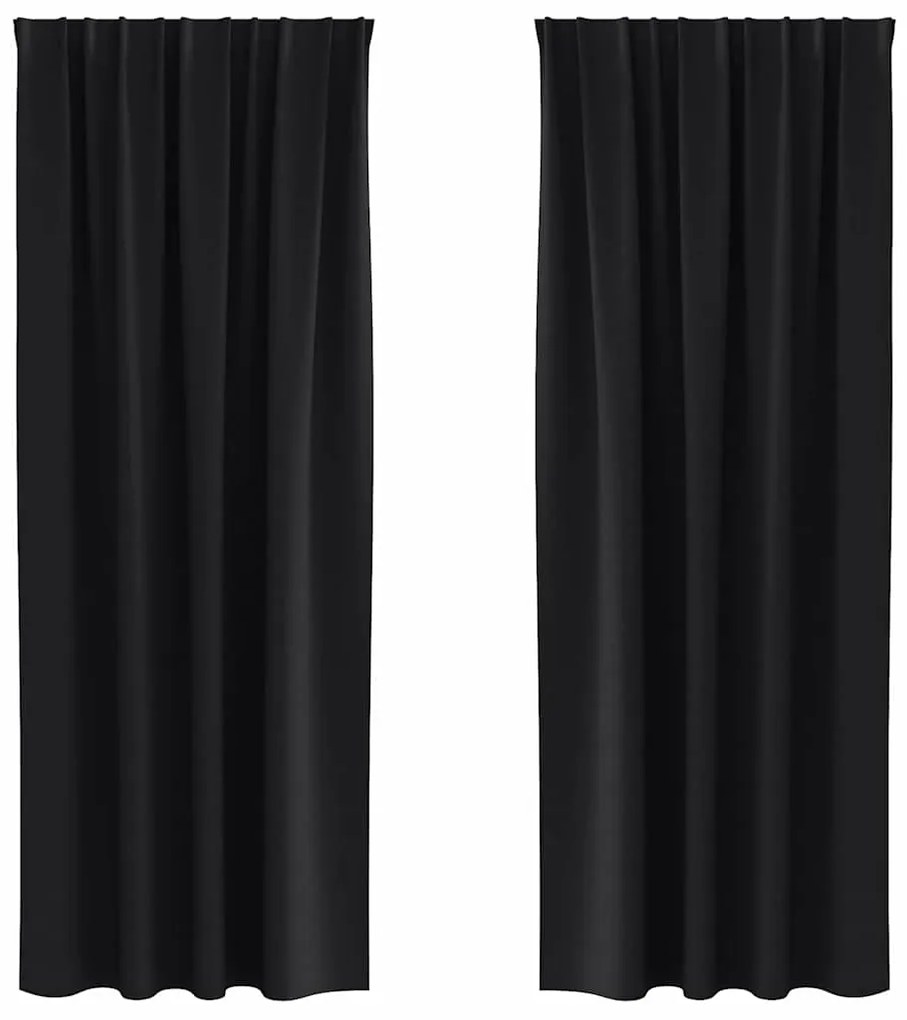 vidaXL Κουρτίνες με κουρτίνες 2 pcs Μαύρο 260x140εκ. Πολυεστέρας