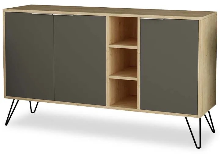 Μπουφές Clara pakoworld χρώμα light oak-ανθρακί 142x35.5x82εκ - 119-001063 - 119-001063