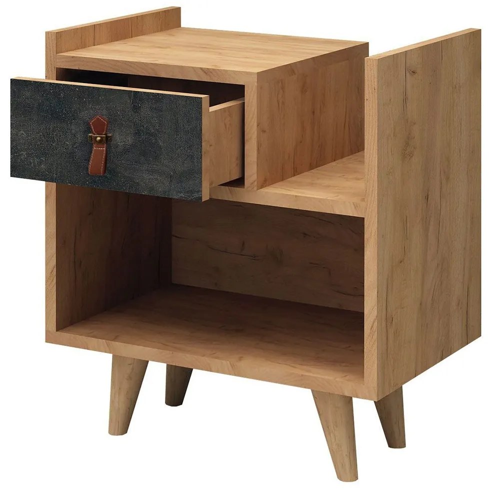 Κομοδίνο Polla 811MDD3417 50x40x52cm Oak-Dark Grey