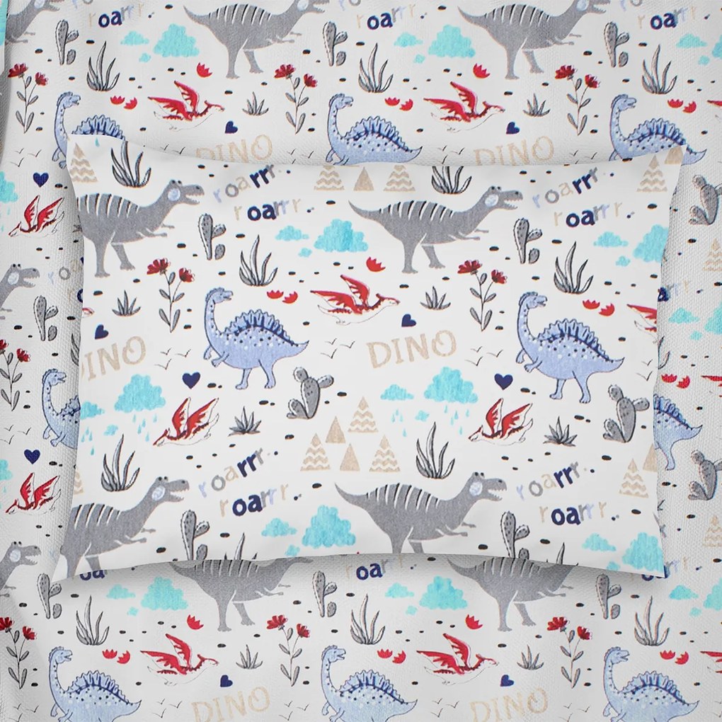 Βρεφική Μαξιλαροθήκη (35x45) Dimcol Dino 309 White-Blue