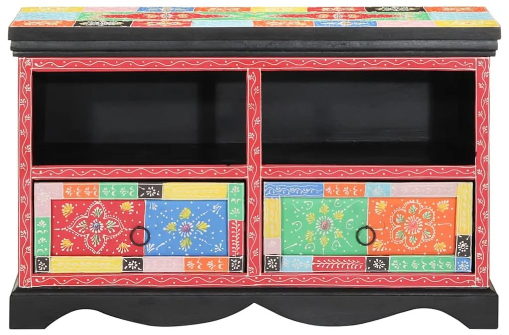 vidaXL Ντουλάπι TV Πολύχρωμο 80 x 35 x 50 εκ Στερεό ξύλο μάνγκο