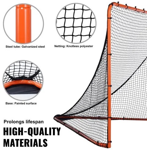 VEVOR Lacrosse Goal, 6&#039; x 6&#039; Lacrosse Net, Folding Portable Backyard Lacrosse Training Equipment, Steel Frame Training Net, Quick &amp; Easy Setup Lacrosse Goal, Perfect for Youth Adult Training, Orange