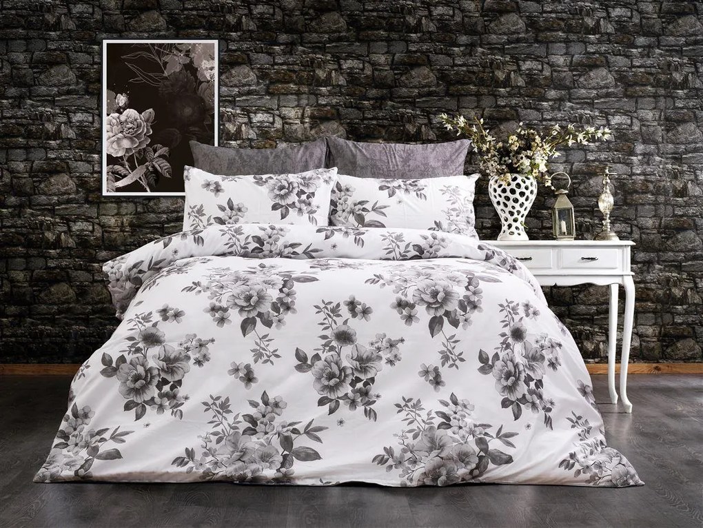 Σετ Σεντόνια 3τμχ Polycotton Μονά 160x240εκ. Βερονίκη 487 White-Grey DimCol