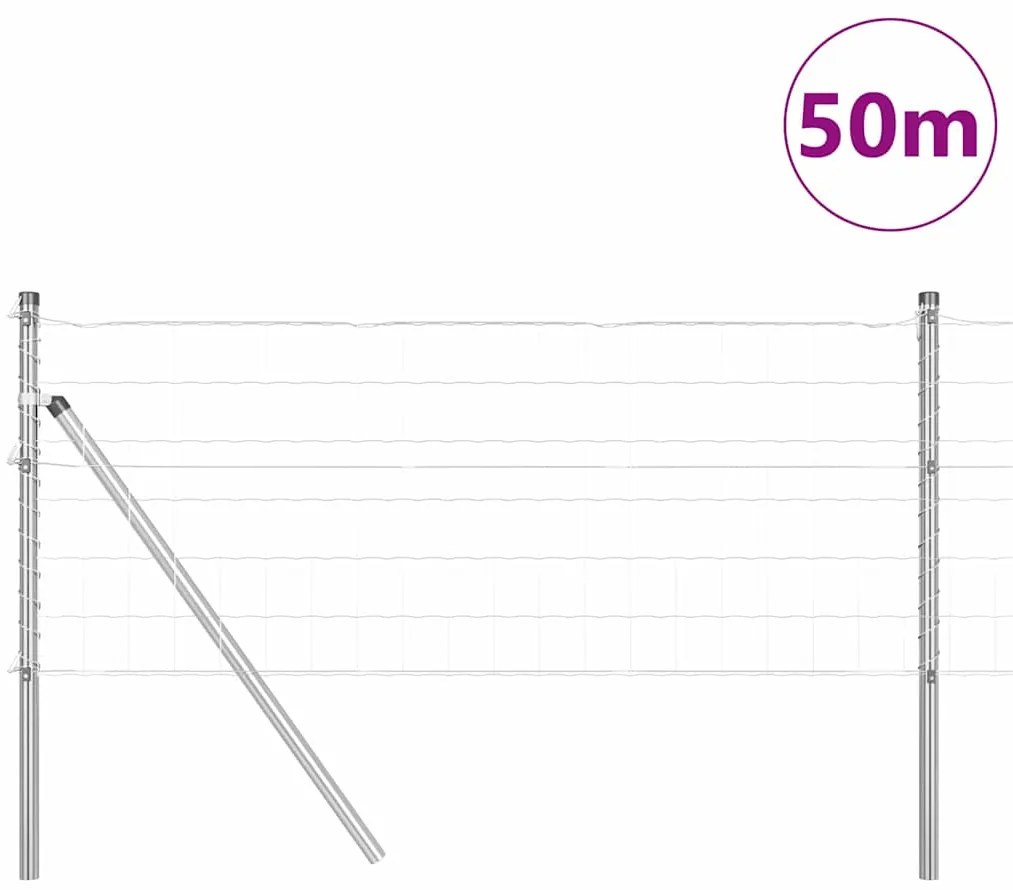 vidaXL Τεντώτο με στήριγμα Ασημί 0,6 x 50 μ. Χάλυβας και PVC