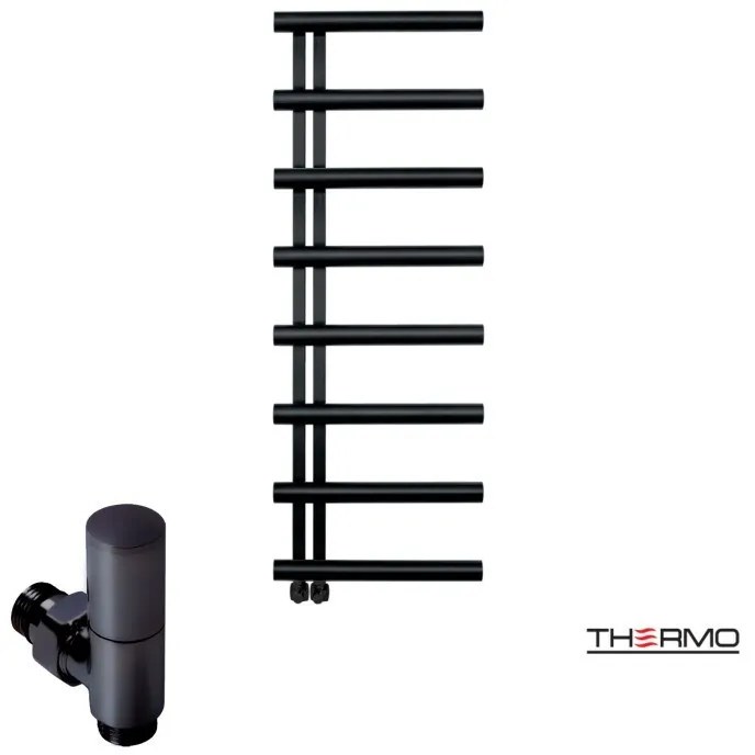 Thermo ACCENT Θερμαινόμενη πετσετοκρεμάστρα από ανοξείδωτο χάλυβα με υδραυλική λειτουργία 138x50cm Silk Black