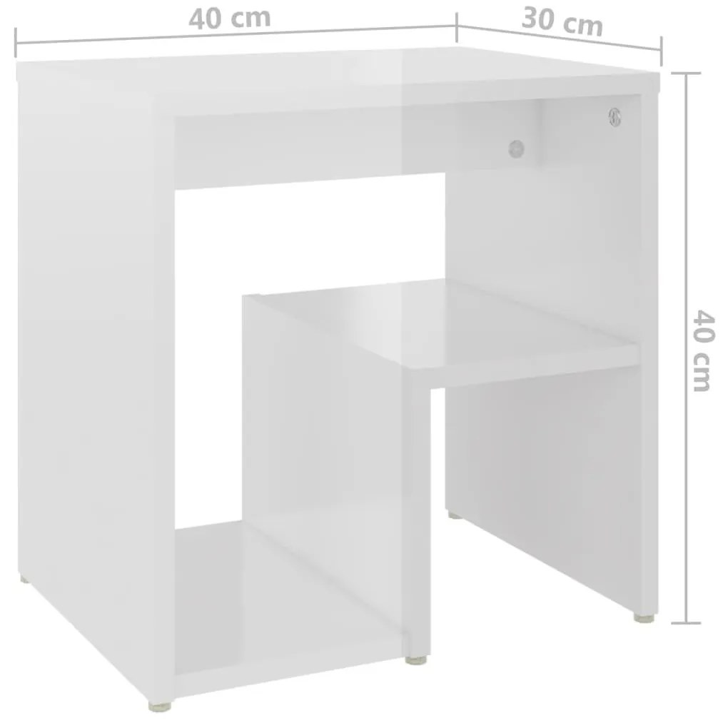 Κομοδίνα 2 τεμ. Γυαλιστερό Λευκό 40x30x40 εκ. από Επεξ. Ξύλο - Λευκό