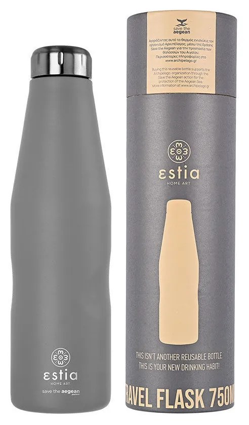 Estia 01-9823 Save the Aegean Μπουκάλι Θερμός 750ml, Fjord Grey