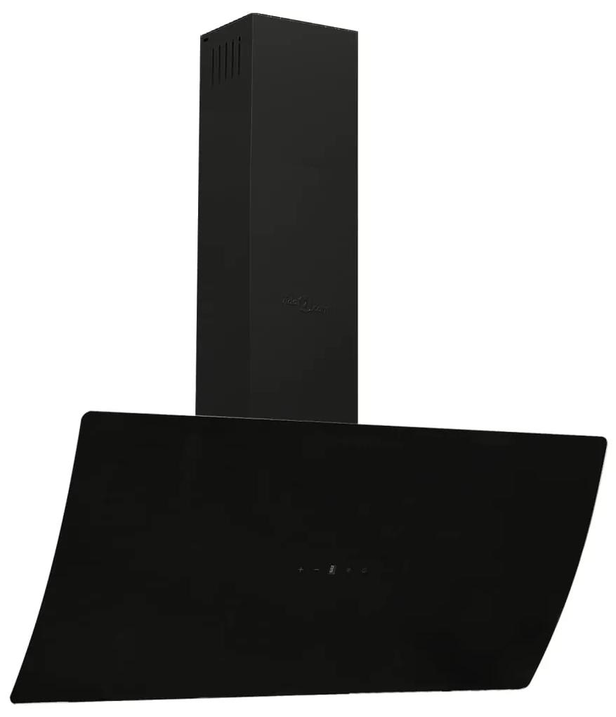 vidaXL Απορροφητήρας Τοίχου Μαύρος 90 εκ. από Ατσάλι και Ψημένο Γυαλί