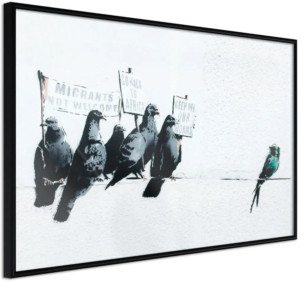 Αφίσα - Banksy: Pigeons - 45x30 - Μαύρο - Χωρίς πασπαρτού