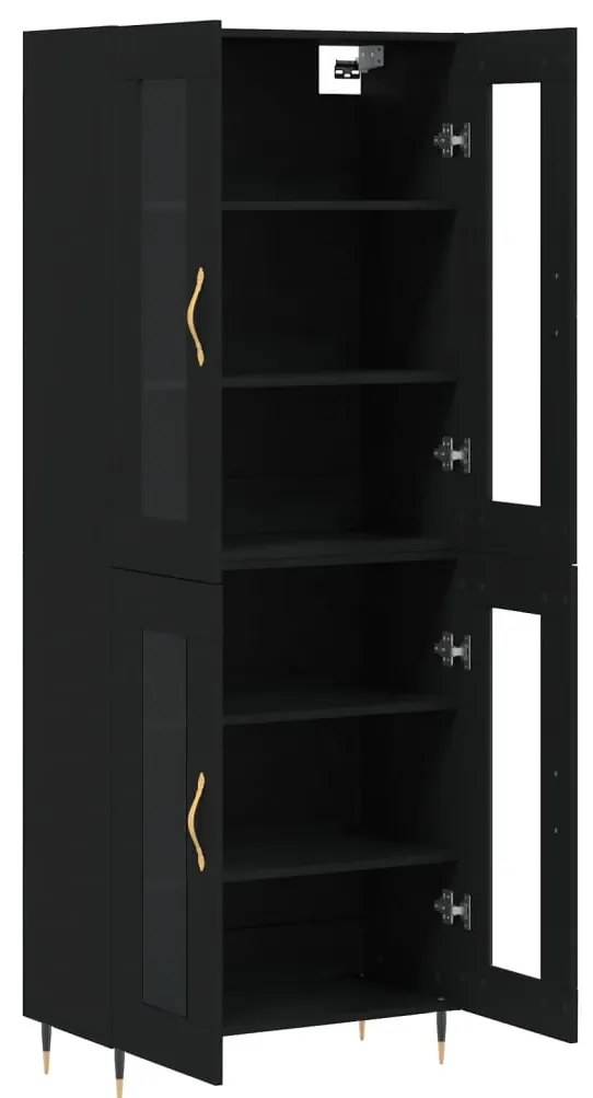 vidaXL Ντουλάπι Μαύρο 69,5x34x180 εκ. από Επεξεργασμένο Ξύλο